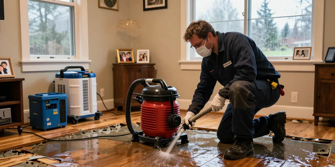 Water Damage Restoration North Vancouver technician extracting water and preventing further damage in a home.