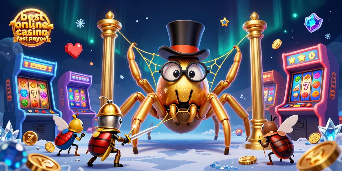 Spinning golden wheel of fortune at the best online casino fast payout with colorful slot machines.