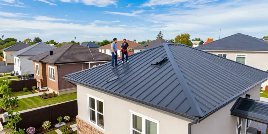 Ontario Roof Replacement with standing seam metal roofing showcasing modern aesthetics.
