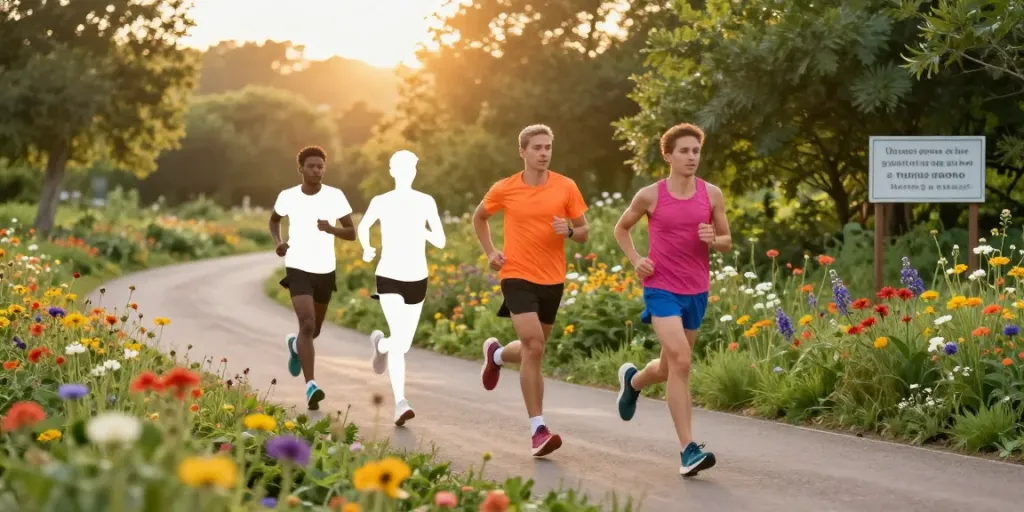 Streek reviews showcase active runners on a vibrant trail.